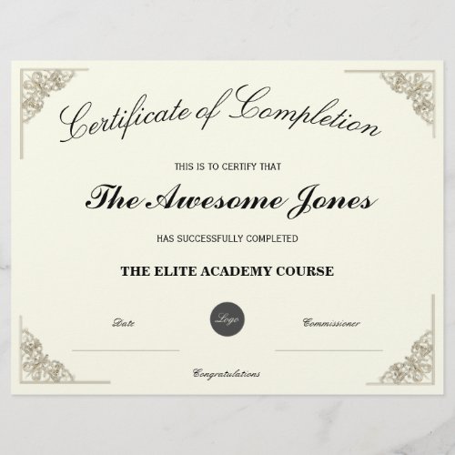 Elegant Certificate of Completion with Custom Logo