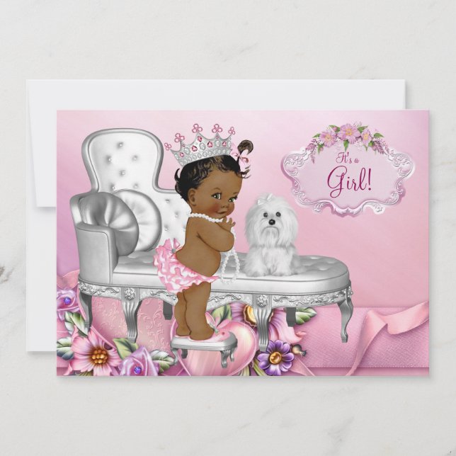 Elegant Chair Ethnic Princess Baby Shower Invitation (Front)