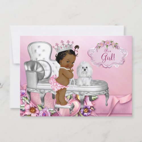 Elegant Chair Ethnic Princess Pearl Baby Shower Invitation