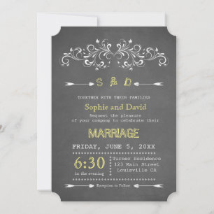 Elegant Chalk Flourish and Swirl Wedding Invite