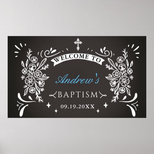 Elegant Chalkboard Baptism Welcome Poster