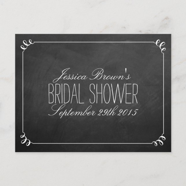 Elegant Chalkboard Bridal Shower Recipe Cards (Front)