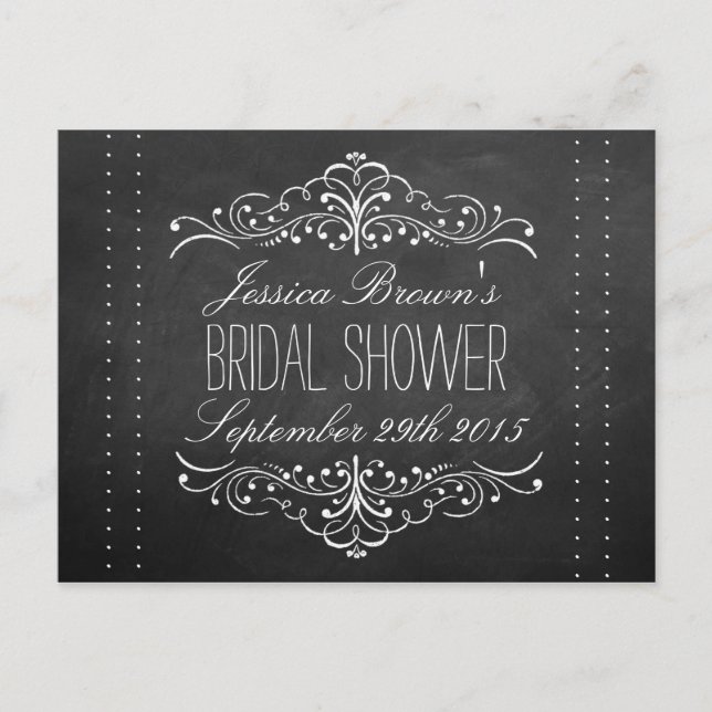 Elegant Chalkboard Bridal Shower Recipe Cards (Front)