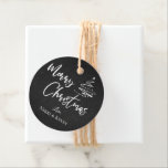 Elegant Chalkboard Christmas Tree Merry Christmas Favor Tags<br><div class="desc">Elegant Chalkboard Christmas Tree Merry Christmas Favor Tags  . Customize it by changing the names  . The design has Merry Christmas written in pretty font on a chalkboard background along with the names of the couple.  For any further customization ,  feel free to contact me at mypaperlove2021@gmail.com</div>