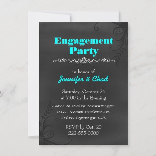 Elegant Chalkboard Engagement Party Custom Custom Invites