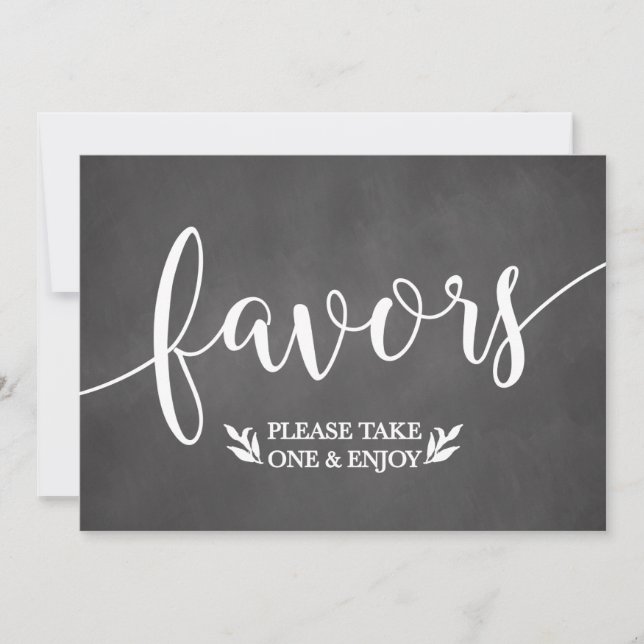 Elegant Chalkboard Favors Wedding Decor Sign (Front)