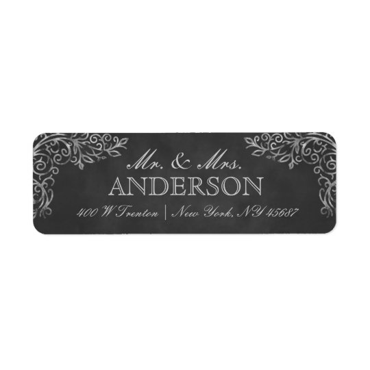 Elegant Chalkboard Filigree Return Address Labels 