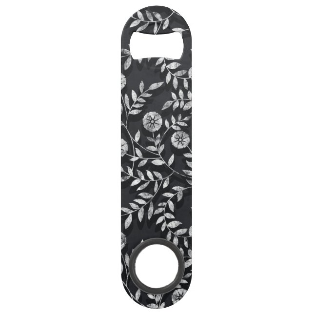Elegant Chalkboard Floral Pattern Bar Key (Front)