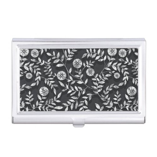 Elegant Chalkboard Floral Pattern Business Card Case