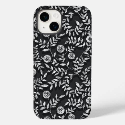 Elegant Chalkboard Floral Pattern Case_Mate iPhone 14 Case