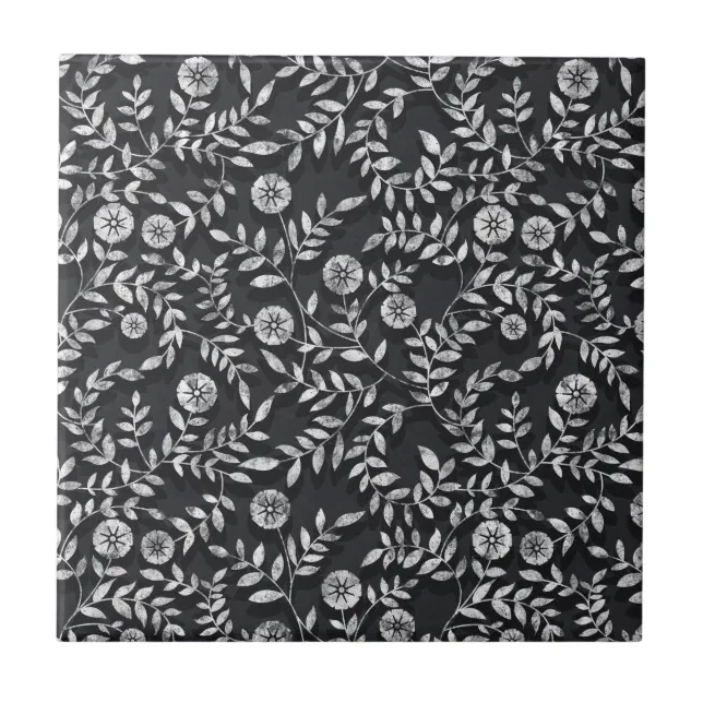 Elegant Chalkboard Floral Pattern Ceramic Tile Zazzle