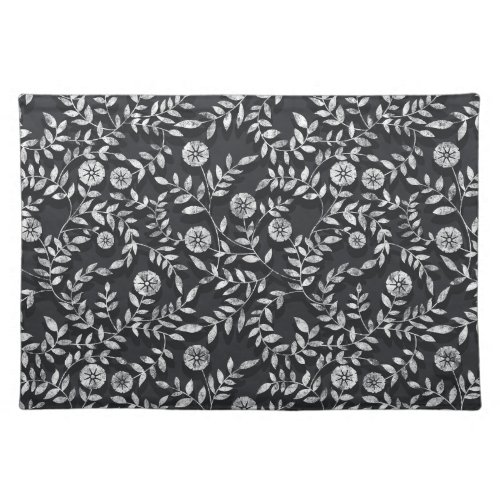 Elegant Chalkboard Floral Pattern Cloth Placemat