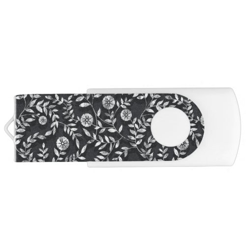 Elegant Chalkboard Floral Pattern Flash Drive