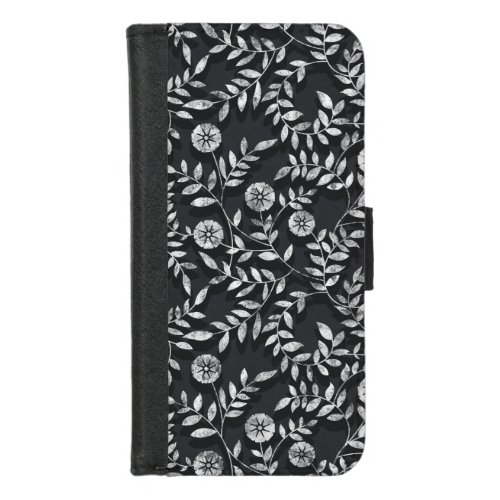 Elegant Chalkboard Floral Pattern iPhone 87 Wallet Case