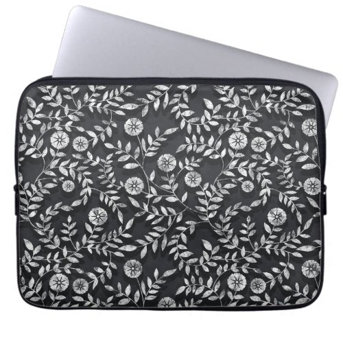 Elegant Chalkboard Floral Pattern Laptop Sleeve