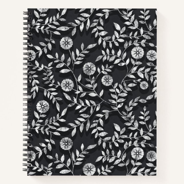 Elegant Chalkboard Floral Pattern Notebook (Front)