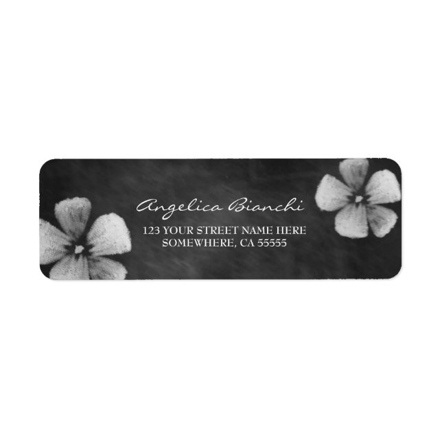 Elegant Chalkboard Flowers Return Address Label (Front)