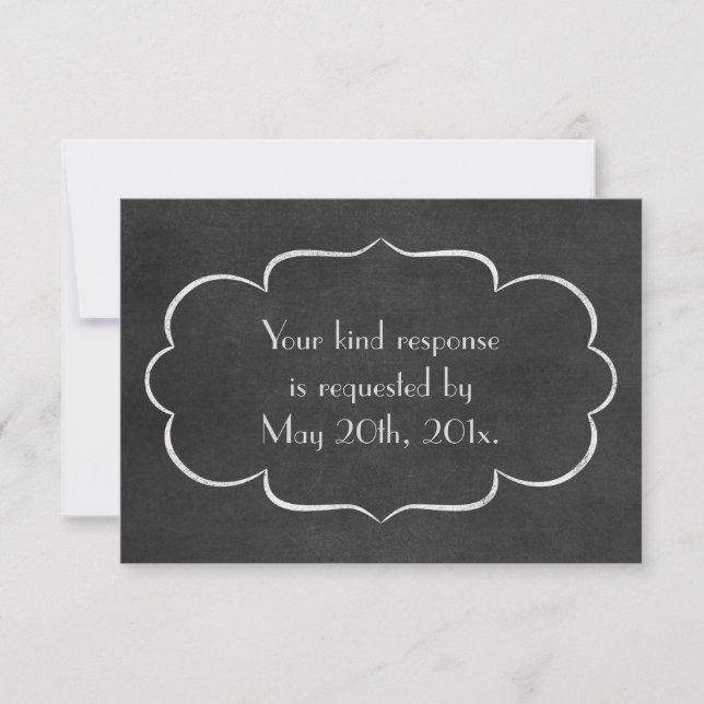 Elegant Chalkboard Formal Wedding RSVP Card (Front)
