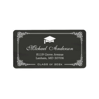 Elegant Chalkboard Graduation Cap Grad Graduate Label