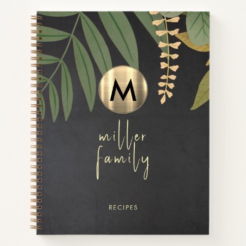 Elegant Chalkboard Greenery Family Recipe Book