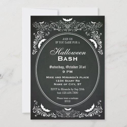 Elegant Chalkboard Halloween Invitation