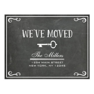 Elegant Chalkboard Key Moving Announcement Postcard