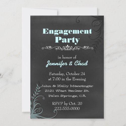 Elegant Chalkboard Look Engagement Party Custom Cards