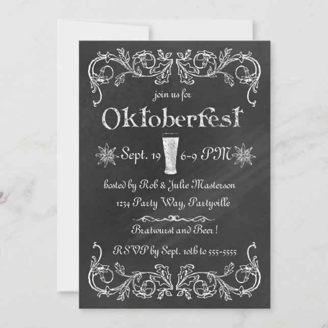 Elegant Chalkboard Oktoberfest Beer Invitation (Front)