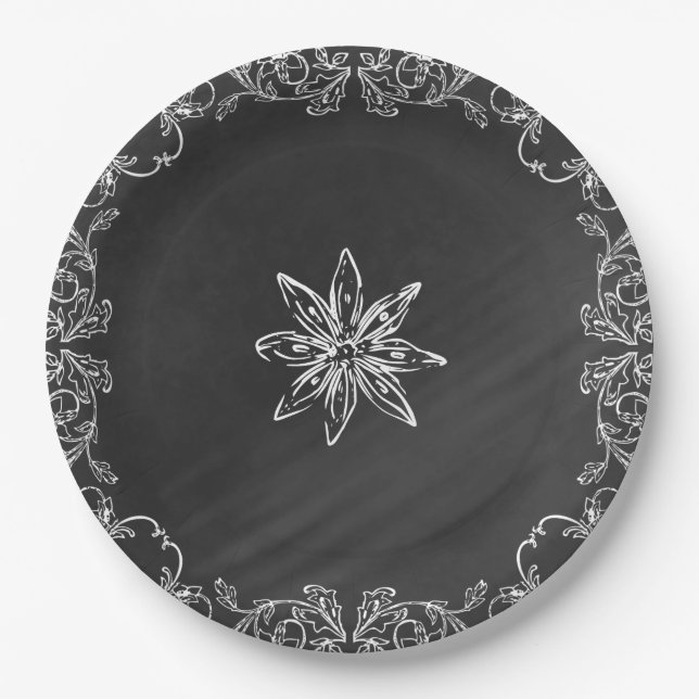 Elegant Chalkboard Oktoberfest Paper Plates (Front)