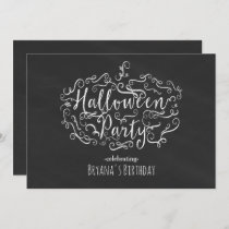 Elegant Chalkboard Pumpkin Halloween Invitations