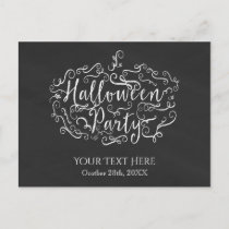 Elegant Chalkboard Pumpkin Halloween Party Invitation Postcard