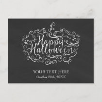 Elegant Chalkboard Pumpkin Happy Halloween Postcard