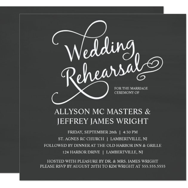 Elegant Chalkboard Rehearsal Dinner Invitations