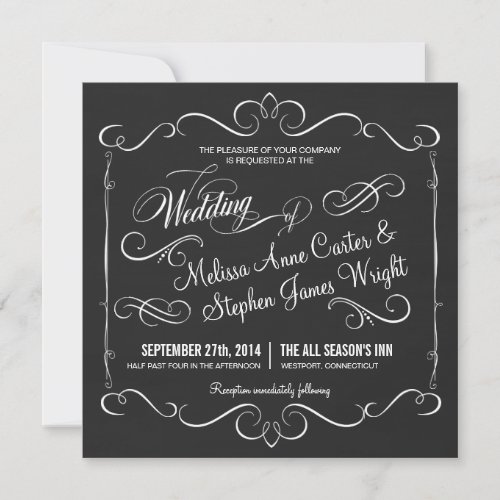 Elegant Chalkboard Square Wedding Invitations