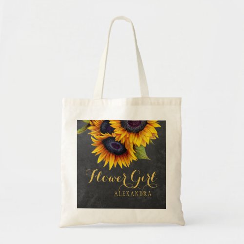 Elegant chalkboard sunflowers wedding bridesmaid tote bag