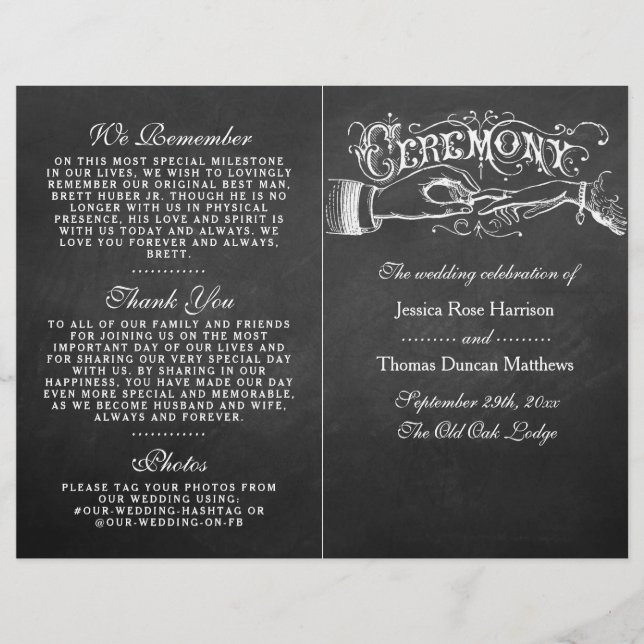 Elegant Chalkboard Wedding Ceremony Programs (Front)