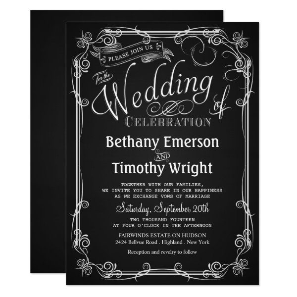 161846058158996583 Elegant Chalkboard Wedding Invitation