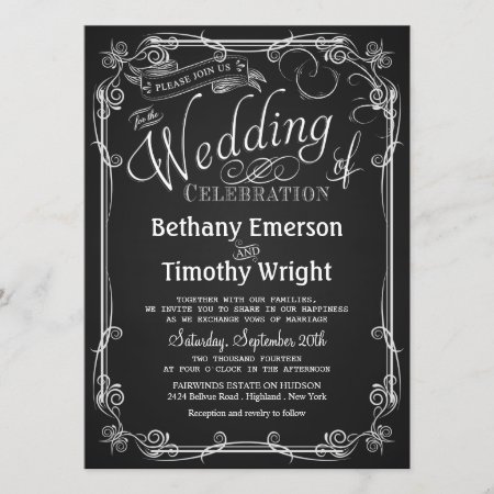 Elegant Chalkboard Wedding Invitation