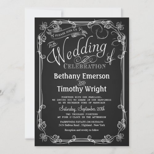 Elegant Chalkboard Wedding Invitation