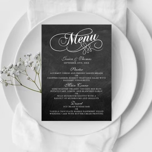 Elegant Chalkboard Wedding Menu Templates