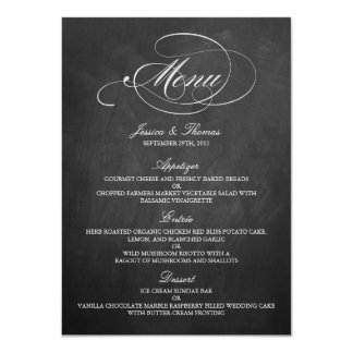 Elegant Chalkboard Wedding Menu Templates Card