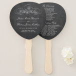 Elegant Chalkboard Wedding Program Template Hand Fan<br><div class="desc">Celebrate in style with these trendy wedding program hand fans. This design is easy to personalize with your special event wording and your guests will be thrilled when they receive these fabulous programs.</div>