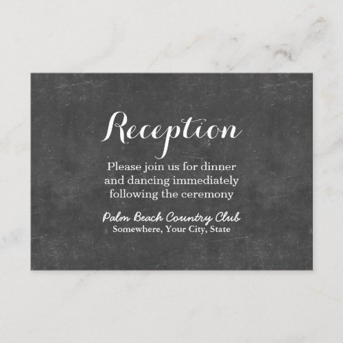 Elegant Chalkboard Wedding Reception 3.5x5 Paper Invitation Card