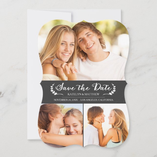 Elegant Chalkboard Wedding Save the Date Card (Front)