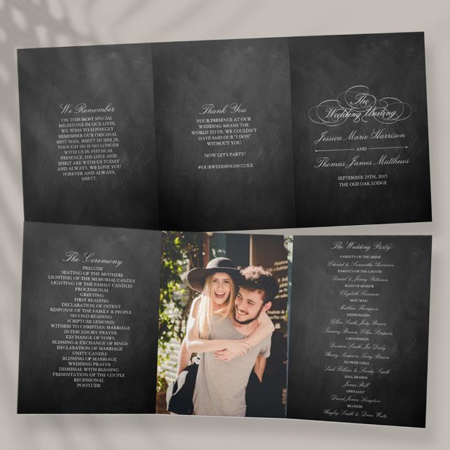 Elegant Chalkboard Wedding Tri-Fold Program (Creator Uploaded)