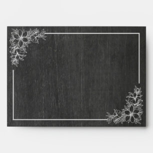 Elegant Chalkboard White Floral Frame Wedding Envelope