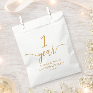Elegant Champagne 1st Wedding Anniversary Favor Bag