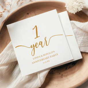 Elegant Champagne 1st Wedding Anniversary Napkins