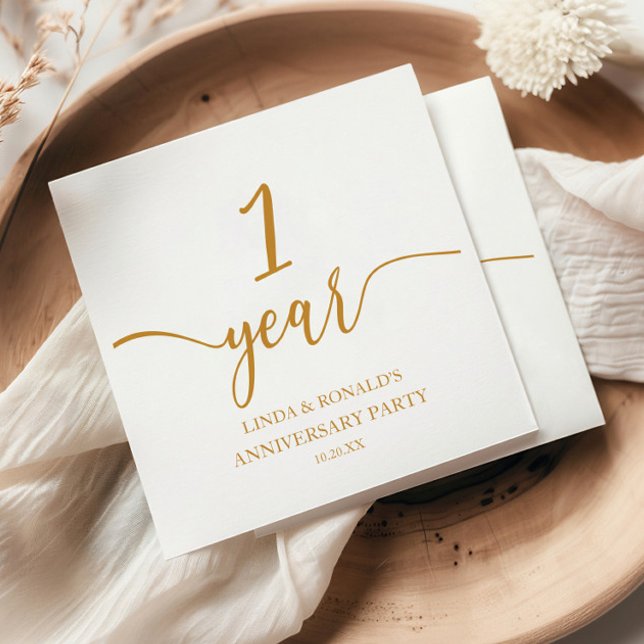 Elegant Champagne 1st Wedding Anniversary Napkins (Creator Uploaded)