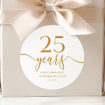 Elegant Champagne 25th Wedding Anniversary Classic Round Sticker<br><div class="desc">These are Elegant Minimalist Champagne 25th Wedding Anniversary Party Favor Stickers!</div>